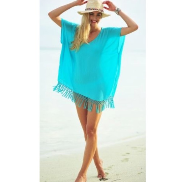 Seafolly Other - Seafolly Miami Sky Blue Midi Kaftan with Tassels M